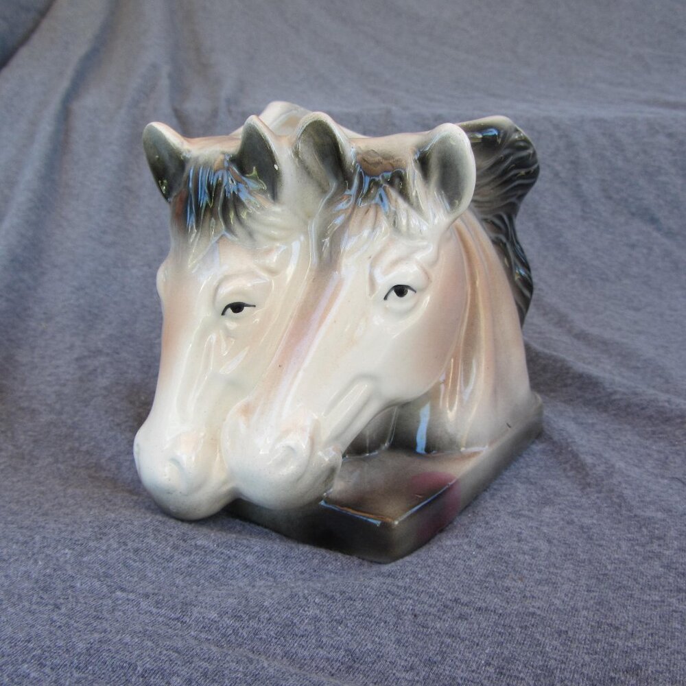 horses head ceramic planter pencil or brush holder my-neil vintage (W2841)